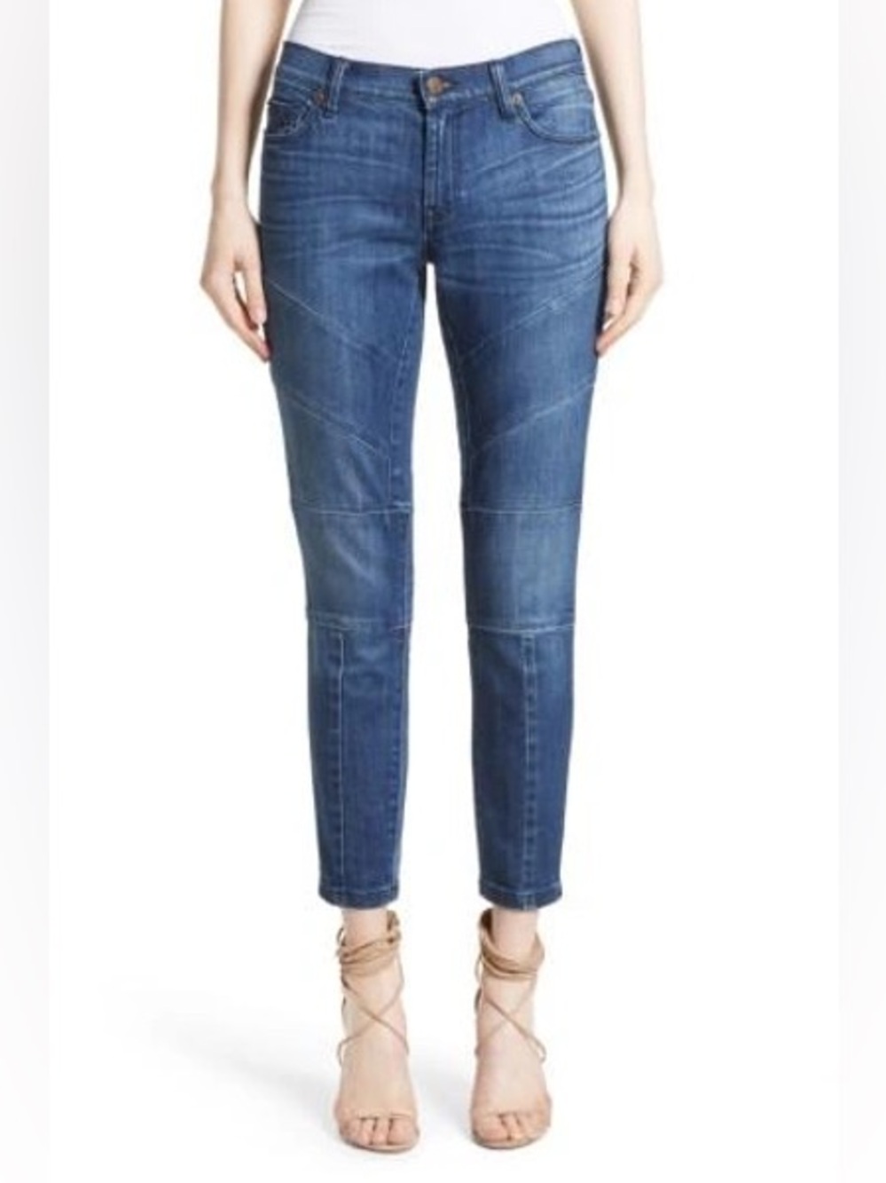 Burberry Arno Paneled Moto Ankle Skinny Jeans Distressed